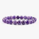 Royal Violet Collection | Natural Chevron Amethyst Stretch Bracelet | 8mm Beads